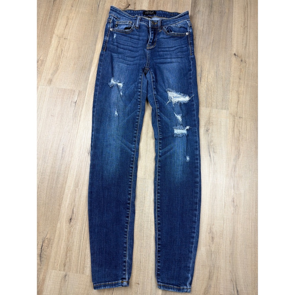 Judy Blue Skinny Jeans Dark Wash Distressed Denim JB82135DK Womens Size 3 26 - Picture 1 of 8
